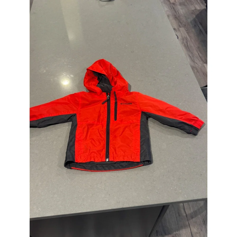 Columbia Kids‎ Toddler 3T Red Gray Full Zip Hooded Jacket Outerwear